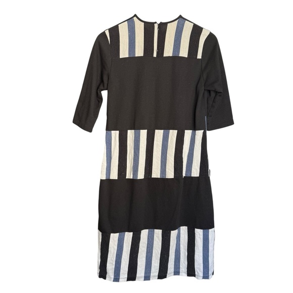 Rose Bleu Girls Black 3/4 Sleeve Dress Size 18 Blue White Stripe Detail - Picture 2 of 10